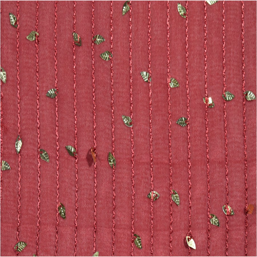 Line Embroidery With Tikki Work Maroon Color Dyed Chinon Chiffon Fabric -  Fabric | F-studio online fabric store India