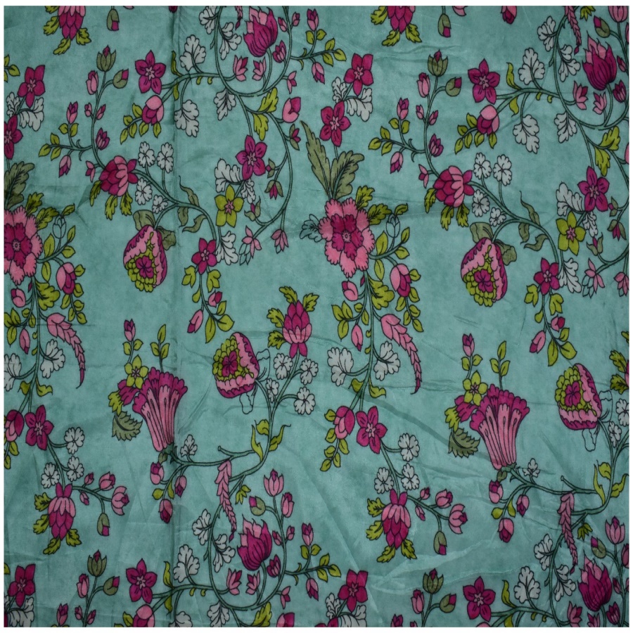 Pista Green Color Digital Floral Print Habutai Silk Fabric - Fabric | F ...