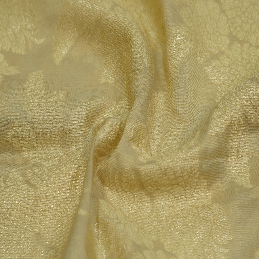 Gold Color Golden Floral Brocade Munga Silk Fabric - Fabric | F-studio ...