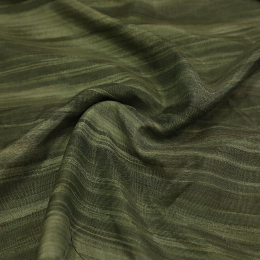 Green Color Texture Stripe Print Matka Silk Fabric - Fabric | F-studio ...